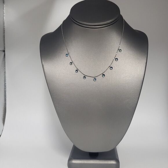 14k Princess white Gold beaded necklace 16in, 2.3g - Picture 11 of 11